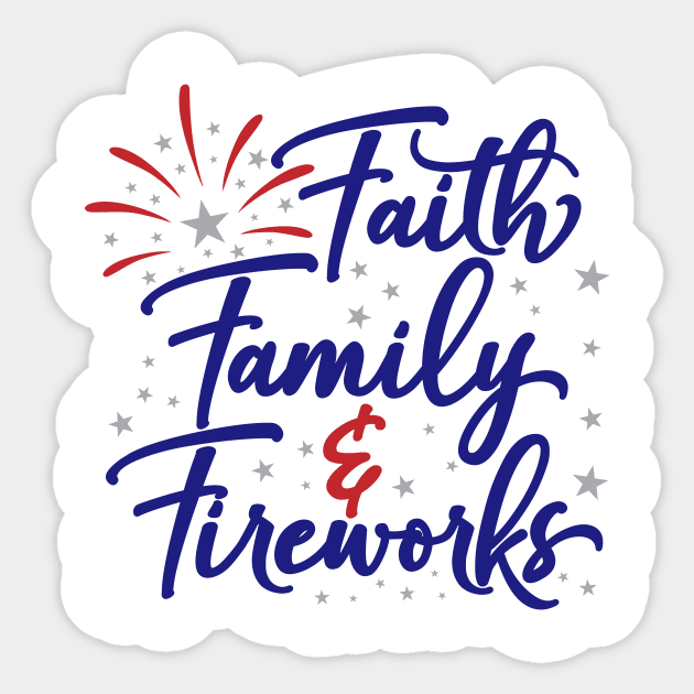 4th of July Patriotic Faith Family and Fireworks Gift Sticker by Ramadangonim